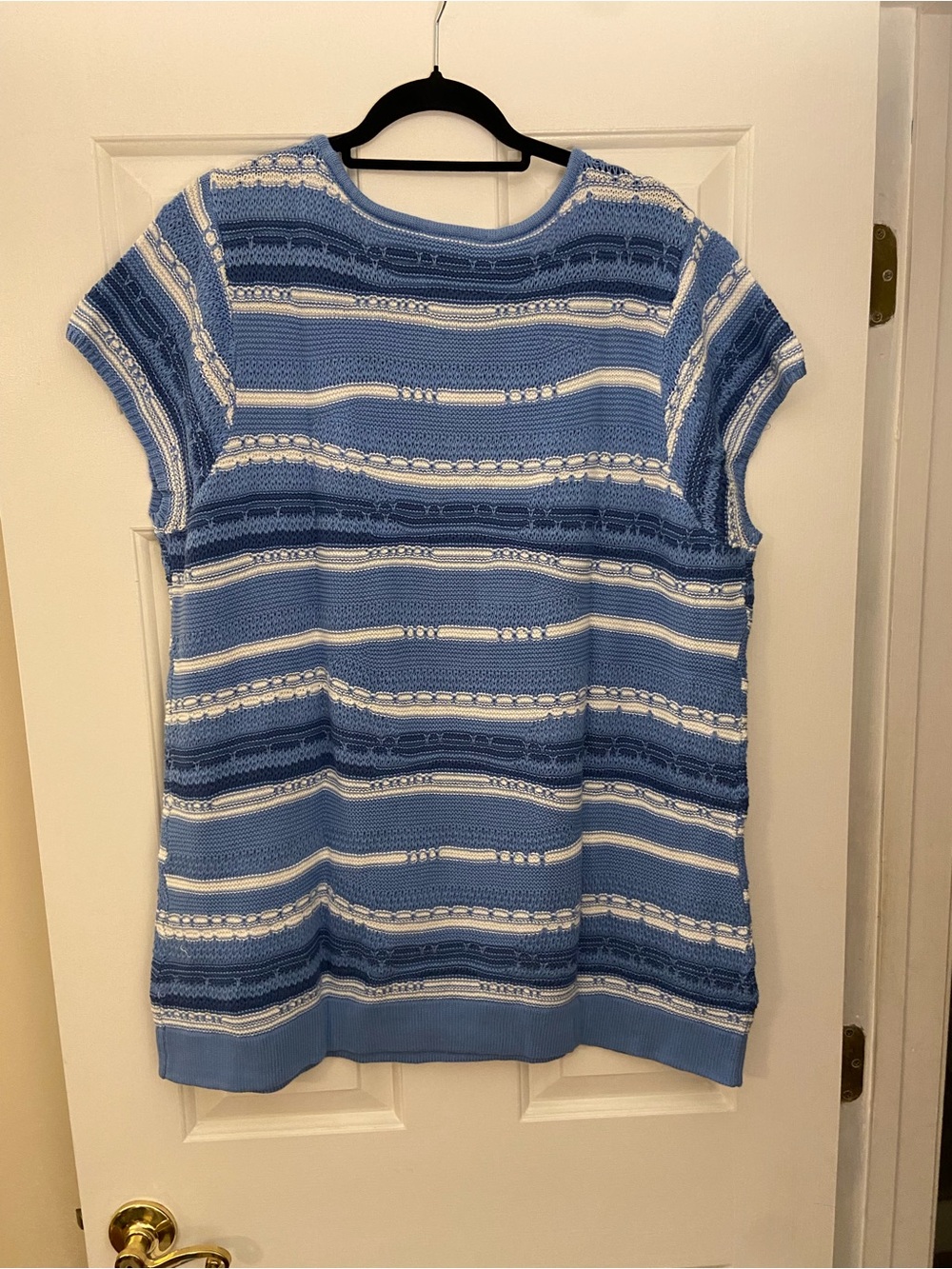 CJ Banks Blue and White Striped Knit Top - 2x - Picture 2 of 6